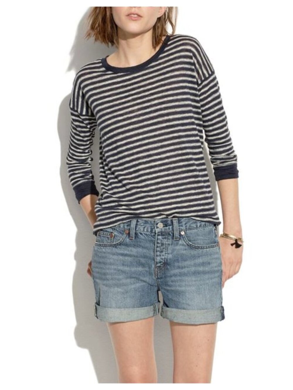MADEWELL Women's Planetarium Light Wash Denim Cuffed Boyshorts Size 26